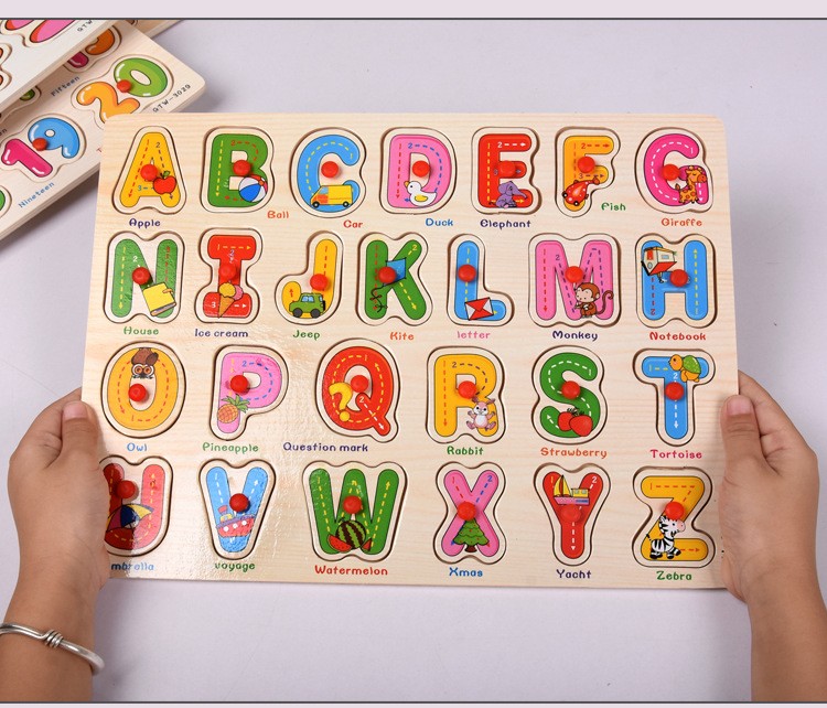 Children's wooden jigsaw puzzle hand-holding board cognitive shape jigsaw puzzle, plastic nail wooden jigsaw board toy for babies aged 1-6 detail image 5