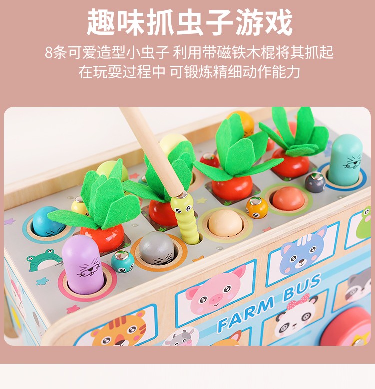 The wooden toy, an educational and multi-functional whack-a-mole game, is highly entertaining. It can exercise babies' hand-eye coordination, visual ability, logical thinking ability, and early education enlightenment training. It is a parent-child game detail image 8