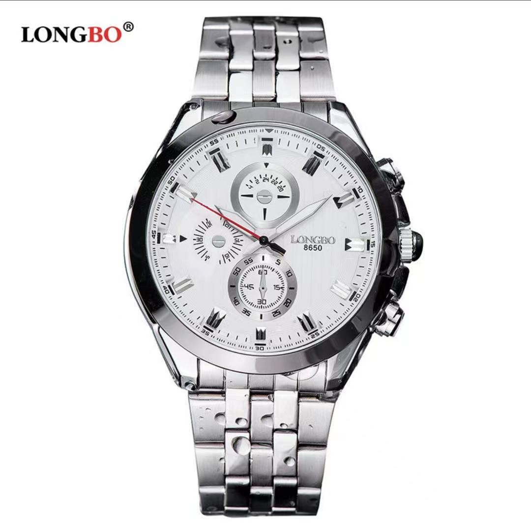 LONGBO龙波休闲夜光多功能钢带防水男士石英手表详情图1