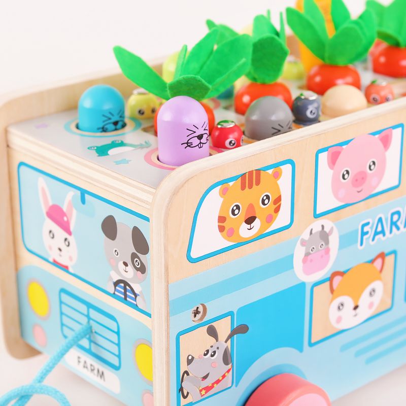 The wooden toy, an educational and multi-functional whack-a-mole game, is highly entertaining. It can exercise babies' hand-eye coordination, visual ability, logical thinking ability, and early education enlightenment training. It is a parent-child game Item Picture