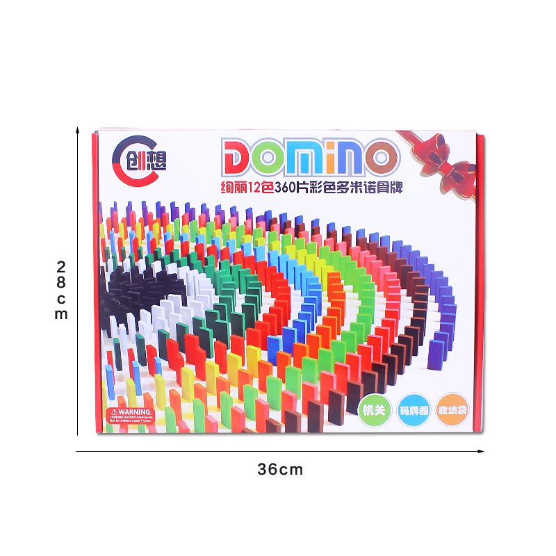 The 360-piece wooden dominoes are highly entertaining and come in a variety of colors. They can exercise babies' hand-eye coordination, visual ability, logical thinking ability, early education enlightenment training, and are a parent-child game Item Picture