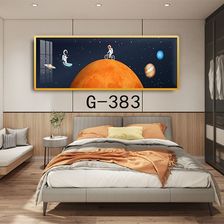 北欧卧室床头画横幅儿童房装饰画现代简约卡通挂画太空人猫咪壁画