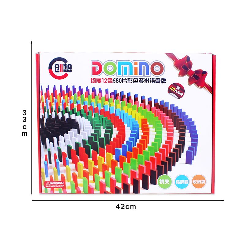 The 580-piece wooden toy, educational and intellectual game, Domino, is highly entertaining and colorful. It can cultivate logical thinking ability and exercise hand-eye coordination. It is a parent-child game for early education and enlightenment training Item Picture