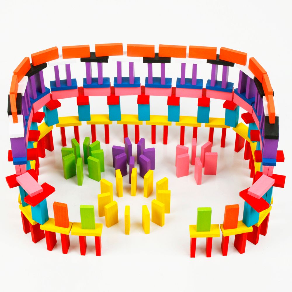 The 360-piece wooden dominoes are highly entertaining and come in a variety of colors. They can exercise babies' hand-eye coordination, visual ability, logical thinking ability, early education enlightenment training, and are a parent-child game Specification image