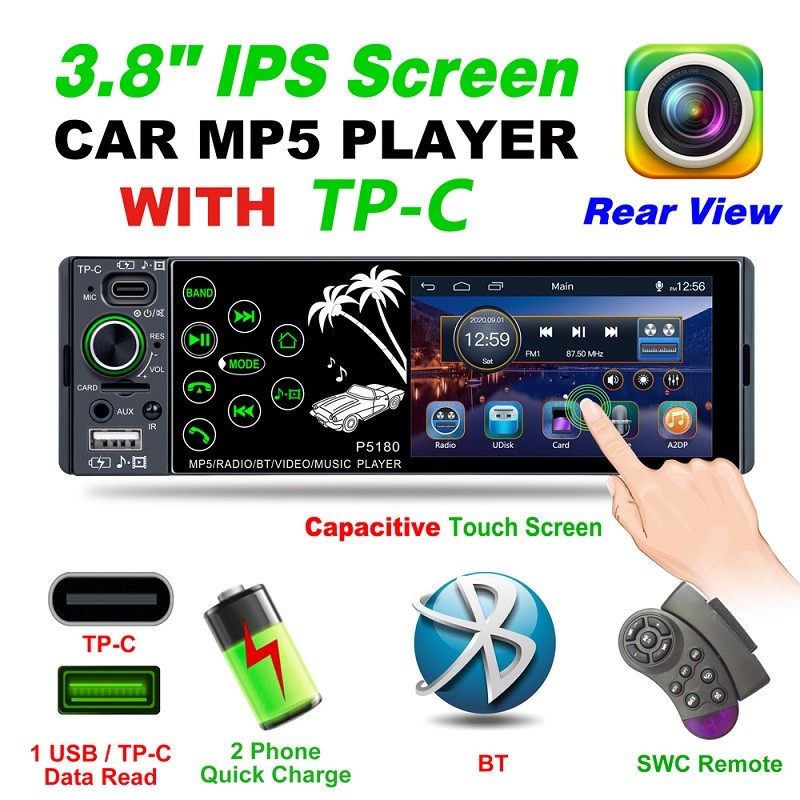 新款4.1寸车载MP5播放器 全触摸双USB IPS TP-C接口 播放器详情1