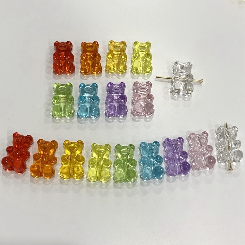 透明压克力抱抱小熊DIY手工制作 发夹  手机链 钥匙链配件详情图2