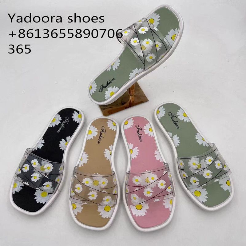 365 Little daisies Summer ladies clear cross slippers for women