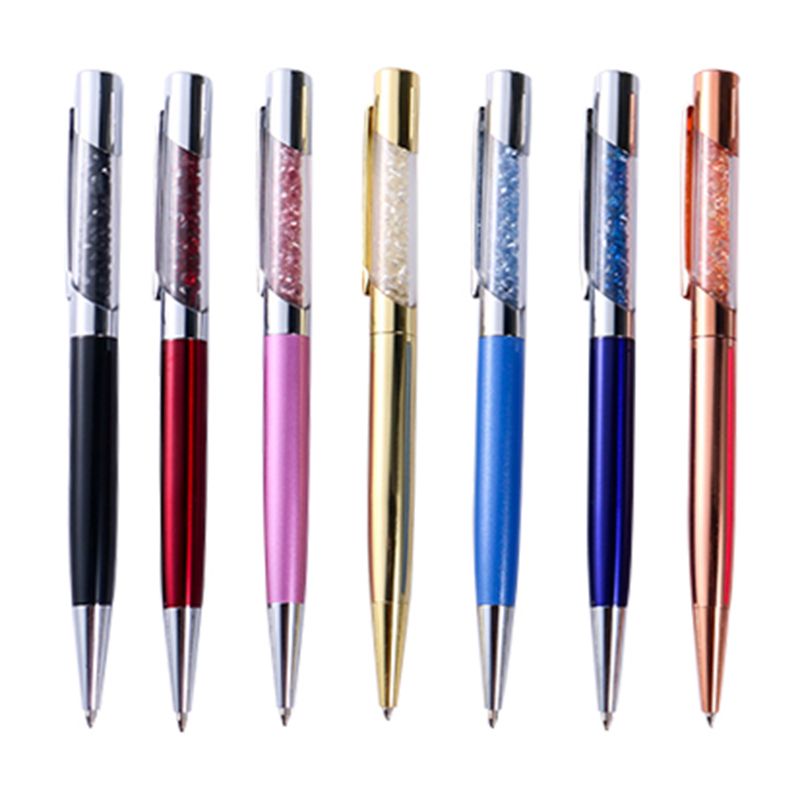 欣昊笔墨用品办公书写厂家批发创意金属圆珠笔 旋动金属水晶钻石笔