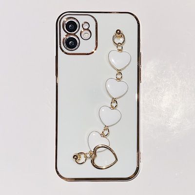 New iPhone12 electroplated 6D phone case, Apple 11 small heart bracelet straight-edge soft case XR protective case Item Picture