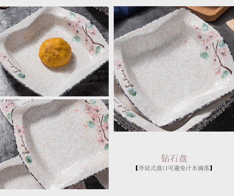 日式手绘雪花釉陶瓷餐具创意菜盘汤碗家用碗碟饭碗鱼盘12寸鱼盘详情图12