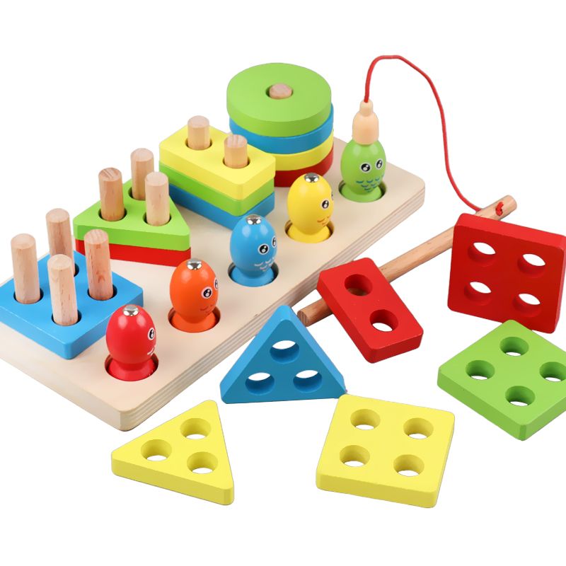 The wooden three-dimensional fishing trap toy is highly entertaining and colorful. It can exercise babies' hand-eye coordination, visual ability, logical thinking ability, early education enlightenment training, and is a parent-child game