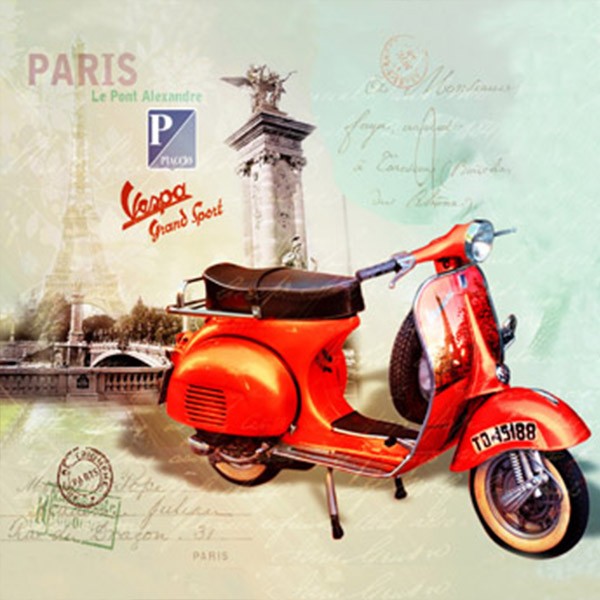 Vintage European And American Decorative Painting Motorcycle Car Classic Car Murals City Landscape Architecture Hotel Bar Coffee Shop Decorative Painting Item Picture