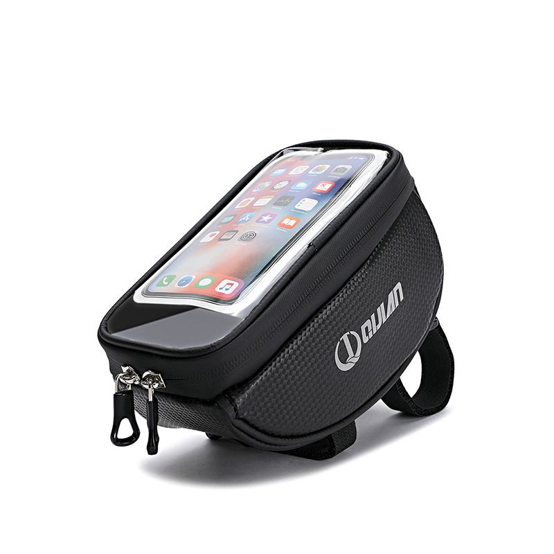 QJ-001 Bicycle first bag front bag Mountain bike front beam bag vertical bag straw mat beam touch screen hanging bag