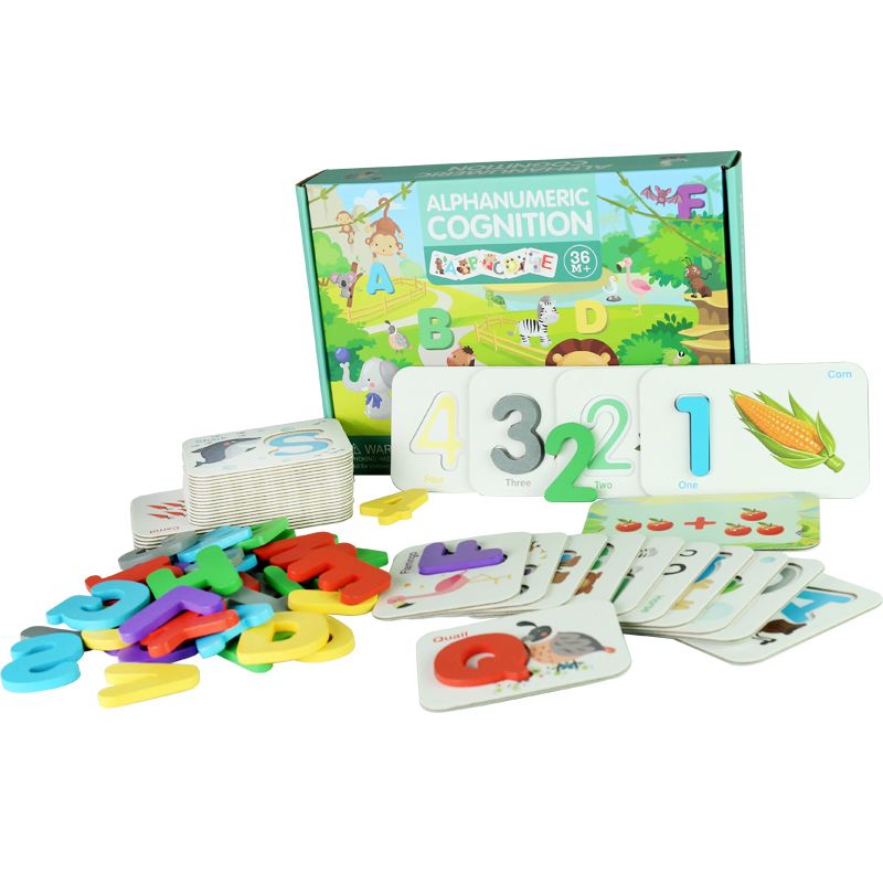Wooden toy number and letter cards are highly entertaining and come in a variety of colors. They can exercise babies' hand-eye coordination, visual ability, logical thinking ability, early education enlightenment training, and are parent-child games Item Picture