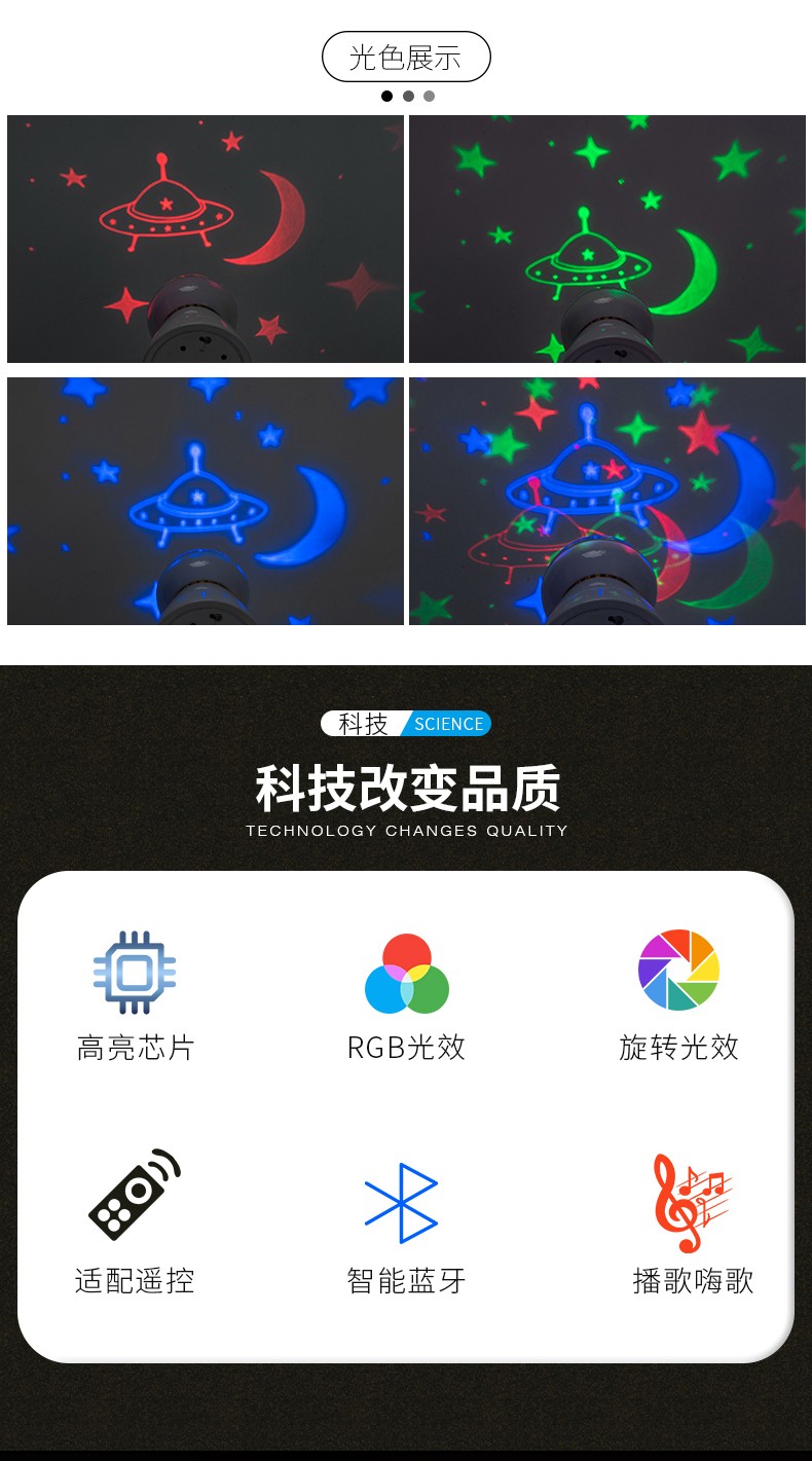 2021ins亚马逊新款星空灯蓝牙音响星星月亮飞船求婚表白场景布置详情图2