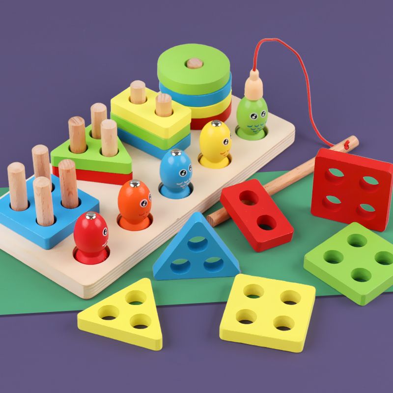 The wooden three-dimensional fishing trap toy is highly entertaining and colorful. It can exercise babies' hand-eye coordination, visual ability, logical thinking ability, early education enlightenment training, and is a parent-child game Application Scenario