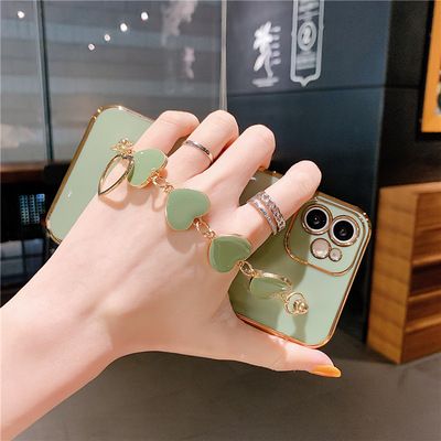 New iPhone12 electroplated 6D phone case, Apple 11 small heart bracelet straight-edge soft case XR protective case Application Scenario