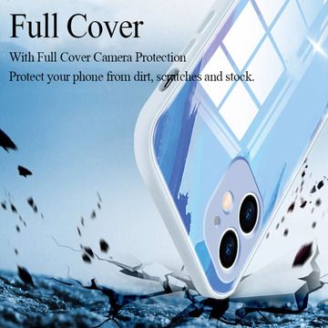 The new oil painting glass Apple 12 phone case with contrasting colors is suitable for the iphone11pro max Full Package 8Plus Application Scenario