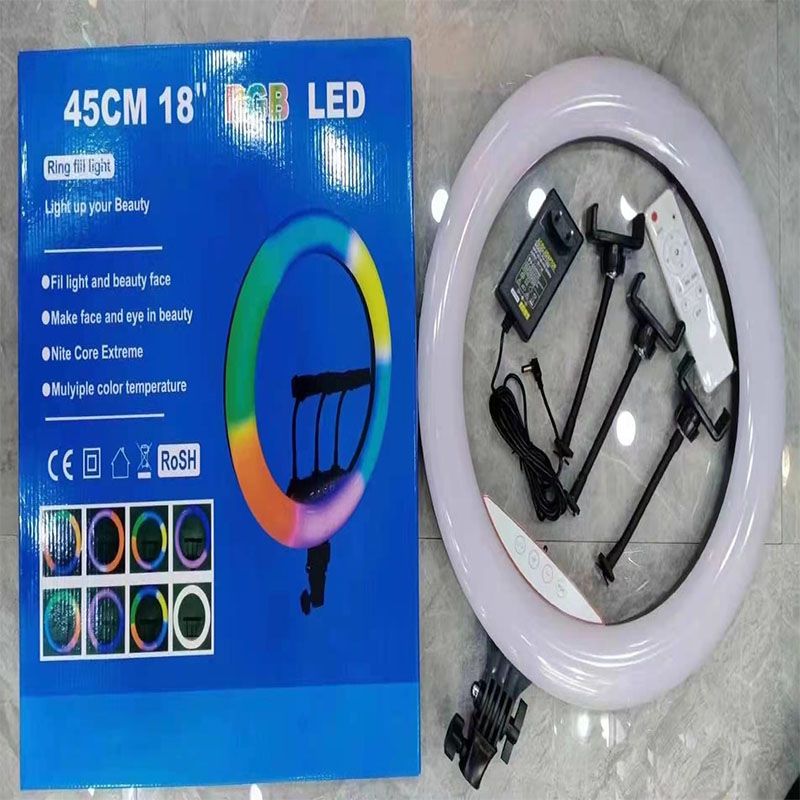 直播灯 补光灯 LED灯 摄影灯 主播美颜灯 七彩灯 18寸RGB直播补光灯 