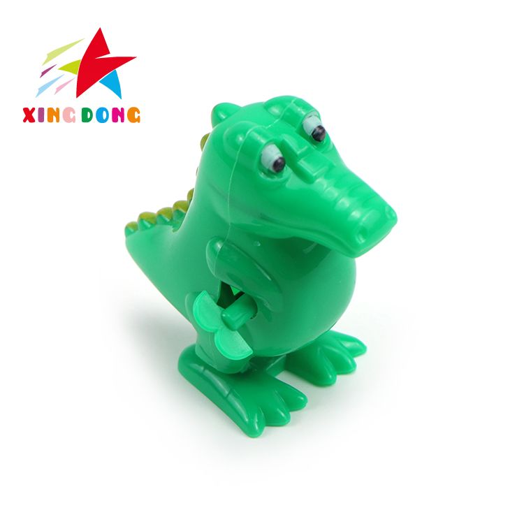 A children's toy is wound up with a jumping crocodile spring and a small crocodile