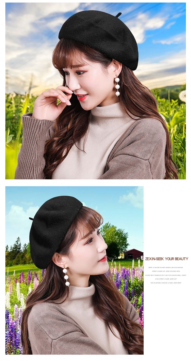 Soft-brimmed cartoon fisherman hats for children are in stock. Winter warm woolen Beret children's hats are cute and fashionable detail image 6