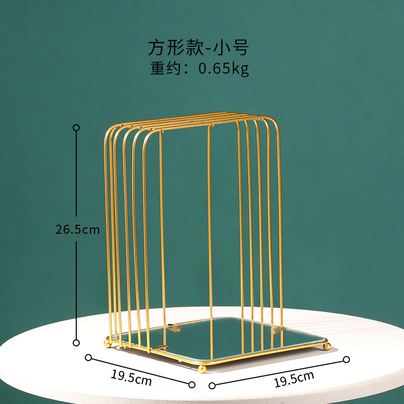 浴室房间梳妆台护肤化妆品置物架创意ins轻奢铁艺桌面整理收纳架 小号方形