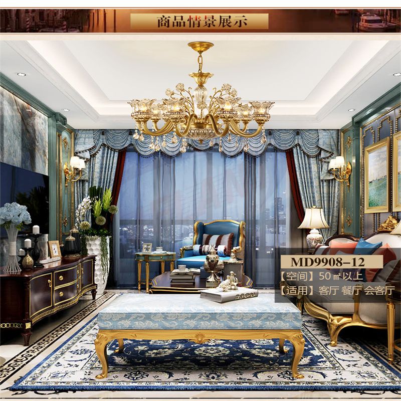 European Light Luxury Chandelier Living Room Light Luxury Atmosphere Modern Simple French Ceramic Bedroom Crystal Lamp Villa Lamps details Picture