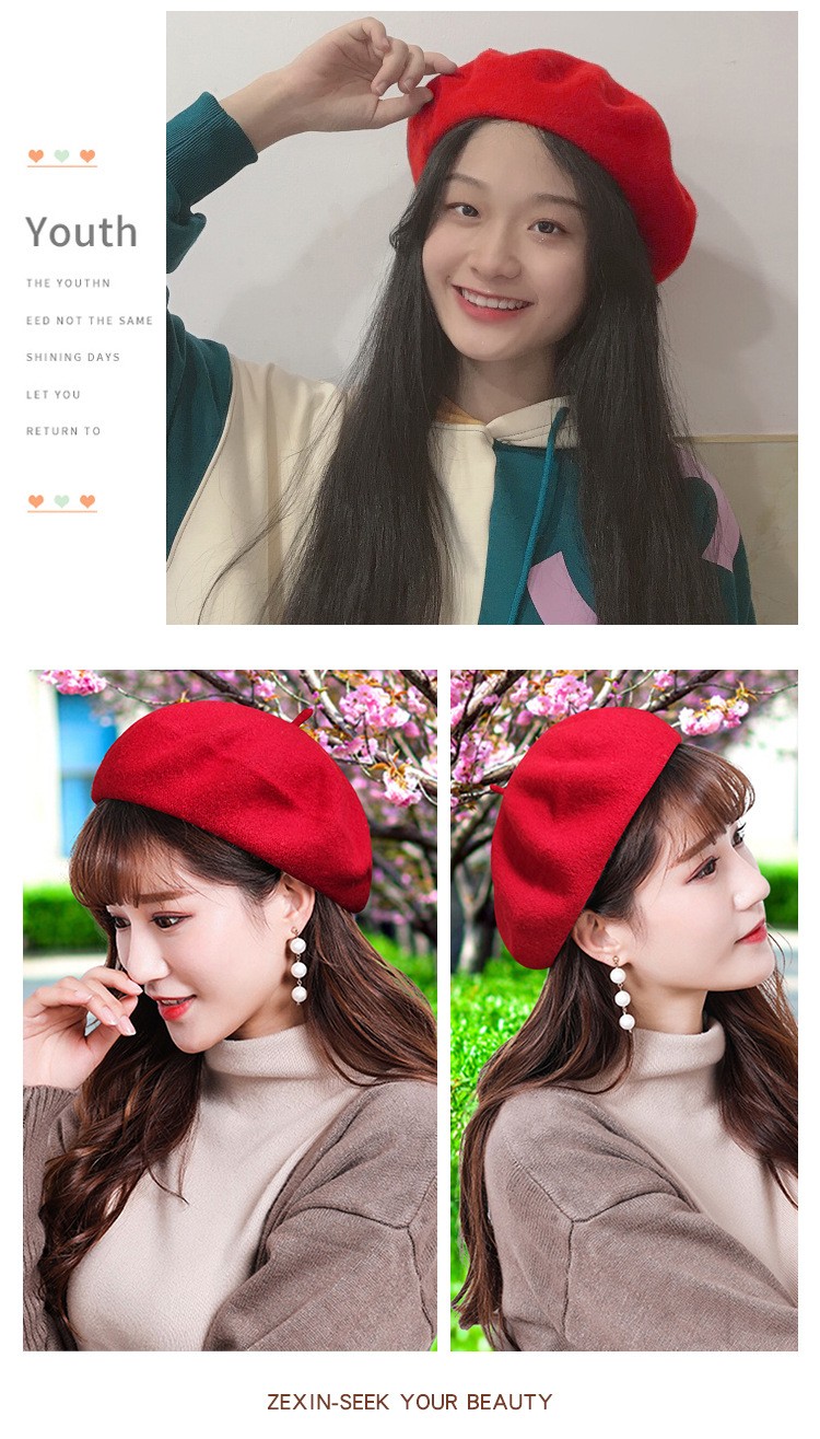 Soft-brimmed cartoon fisherman hats for children are in stock. Winter warm woolen Beret children's hats are cute and fashionable detail image 5