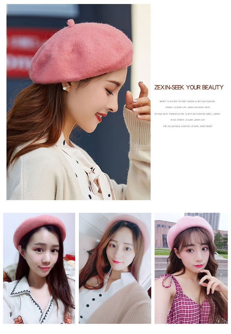 Soft-brimmed cartoon fisherman hats for children are in stock. Winter warm woolen Beret children's hats are cute and fashionable detail image 3