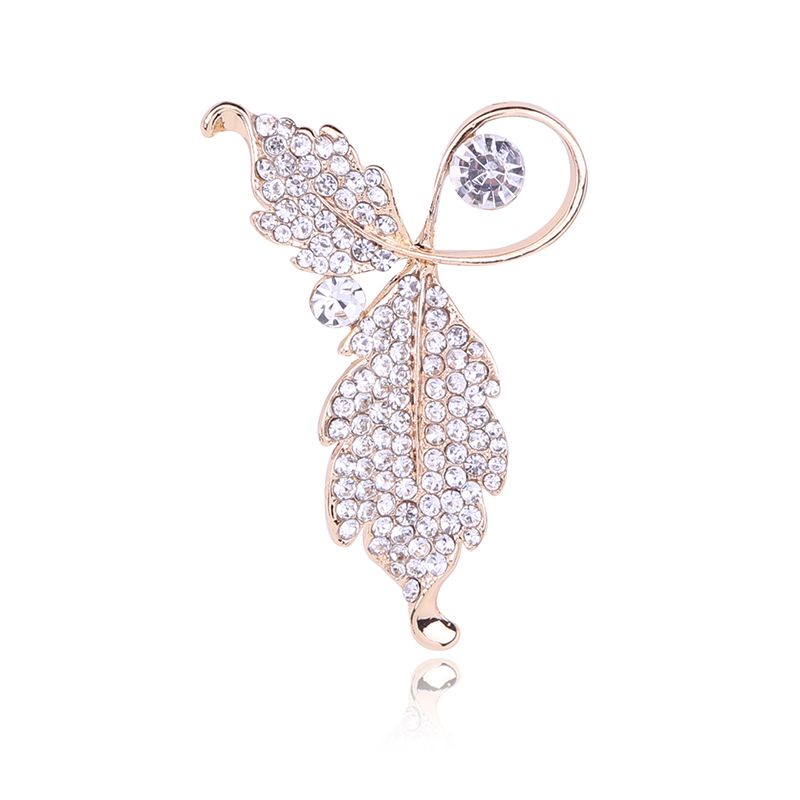 Foreign trade hot-selling rhine-diamond leaf brooch