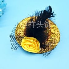 韩版儿童迷你10公分粗彩帽子发夹表演舞台粗网喇叭花小礼帽批发 厂家直销