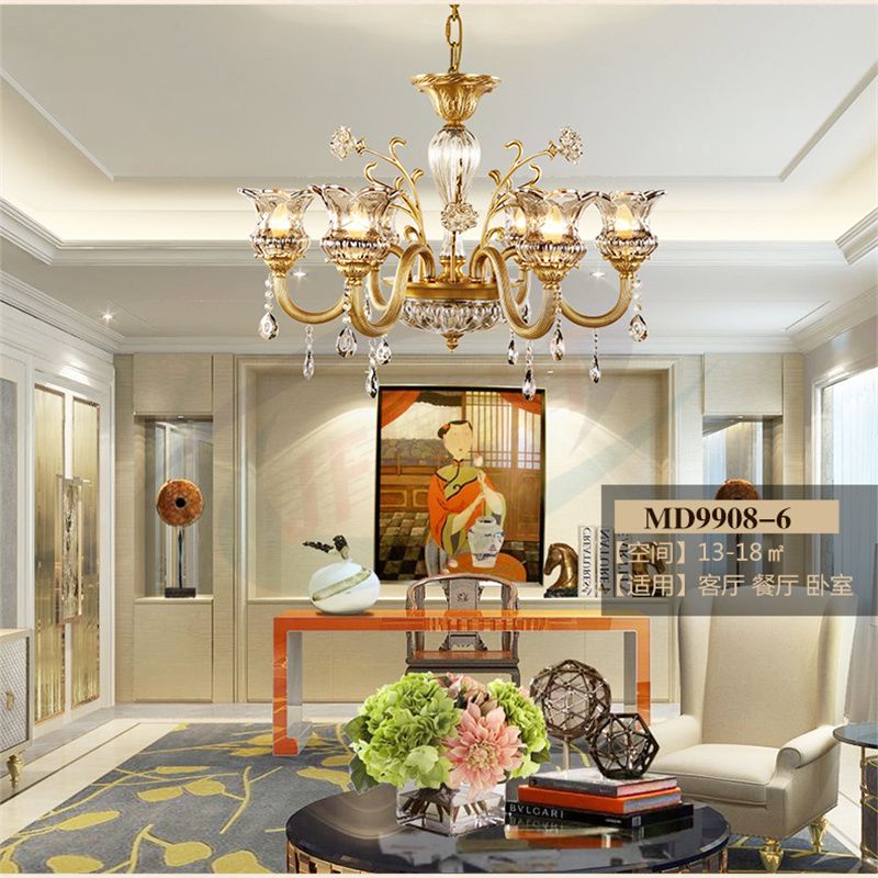 European Light Luxury Chandelier Living Room Light Luxury Atmosphere Modern Simple French Ceramic Bedroom Crystal Lamp Villa Lamps Item Picture