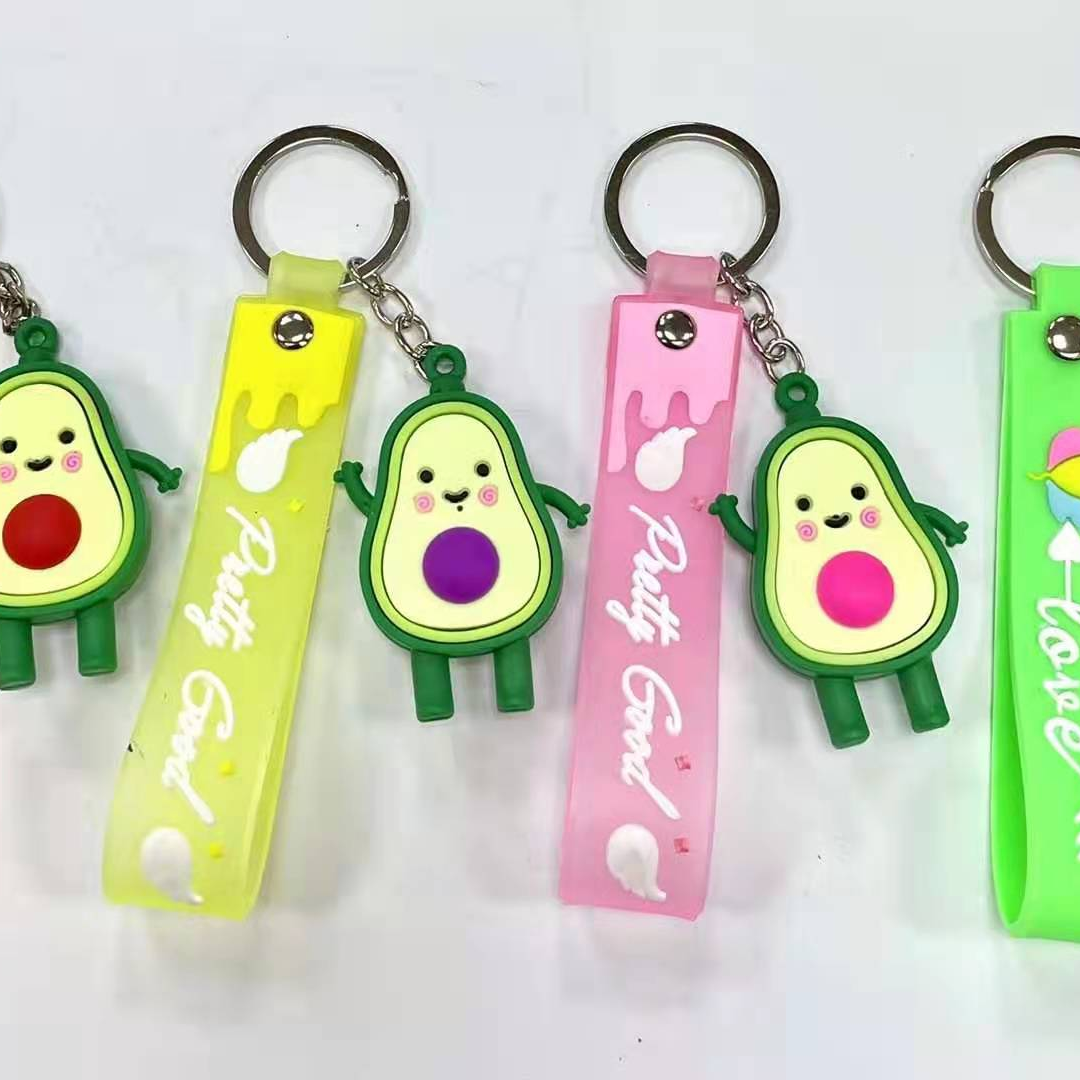 Three dimensional key chain cow fruit three piece set