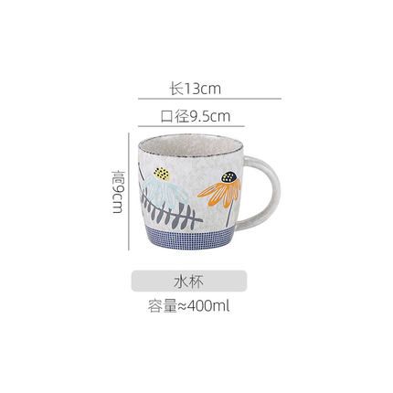 雪花创意日式手绘陶瓷碗盘米饭碗简约面碗汤碗菜盘中号杯400NL