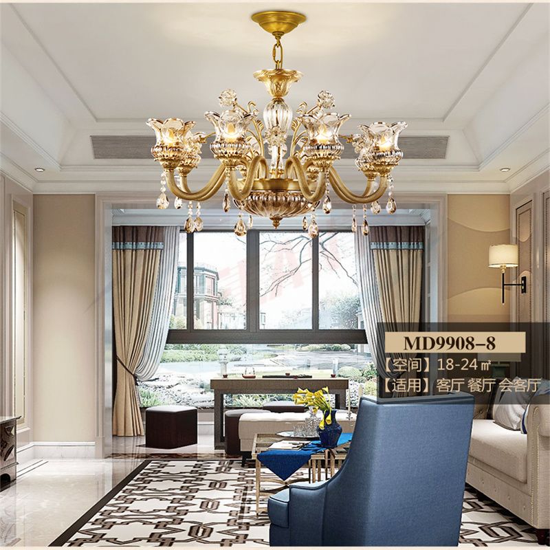 European Light Luxury Chandelier Living Room Light Luxury Atmosphere Modern Simple French Ceramic Bedroom Crystal Lamp Villa Lamps Application Scenario