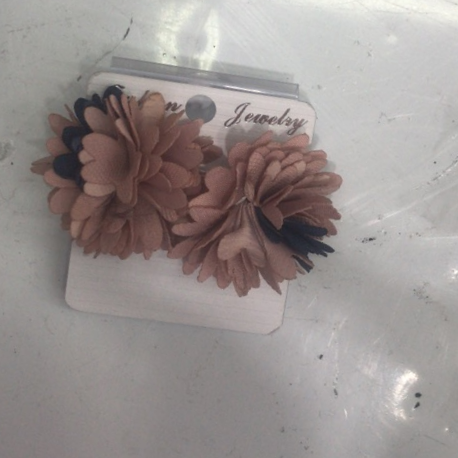 Pink cloth floral earrings