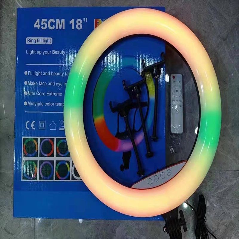 Live streaming light, fill light, LED light, photography light, anchor beauty light, seven-color light, 18-inch RGB live streaming fill light Specification image