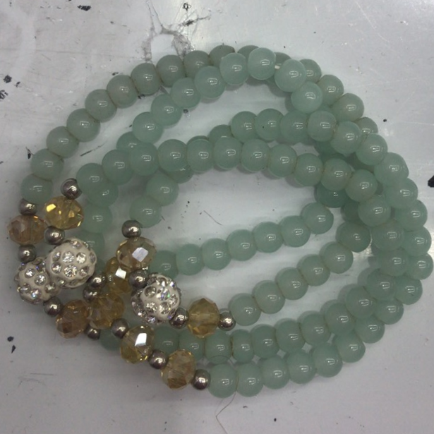 Fashionable natural stone crystal single circle bracelet turquoise crystal with yellow crystal beads