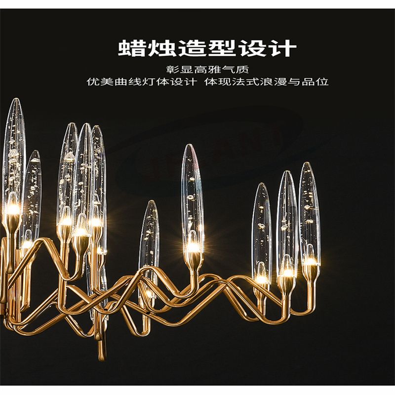 European All Copper Crystal Chandelier Living Room Lamp Atmospheric Crystal Lamps details Picture
