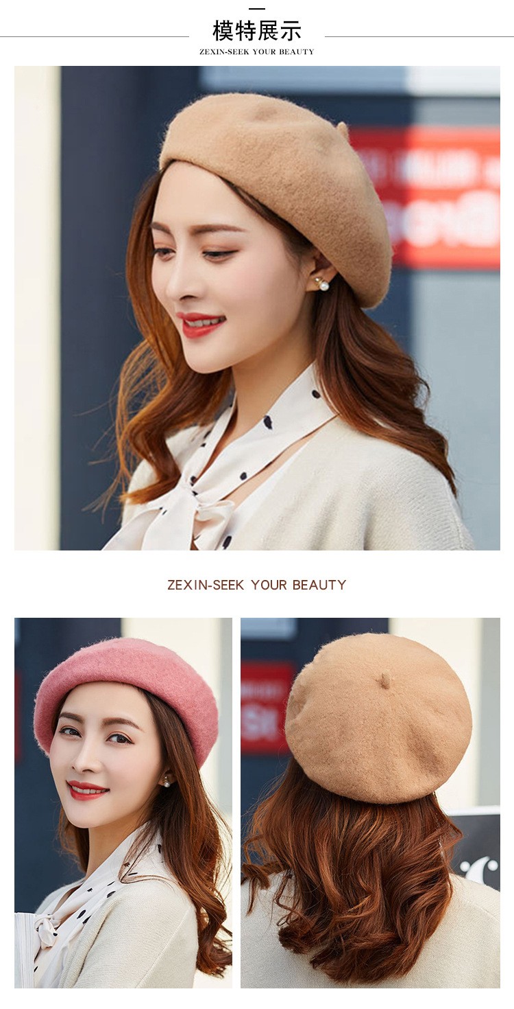 Soft-brimmed cartoon fisherman hats for children are in stock. Winter warm woolen Beret children's hats are cute and fashionable detail image 2