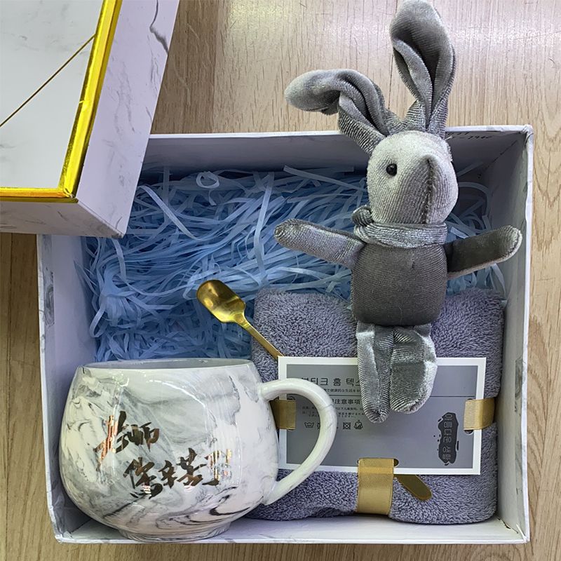 新悦陶瓷工艺品教师节灰色大理石纹陶瓷咖啡杯茶杯HB897
