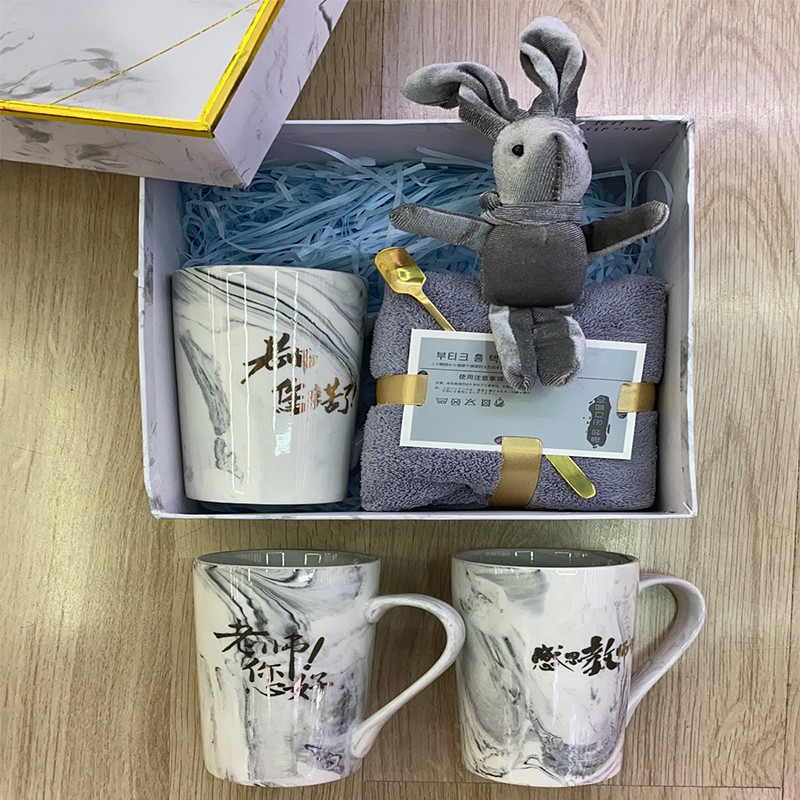新悦陶瓷工艺品教师节灰色大理石纹陶瓷咖啡杯茶杯HB896详情1