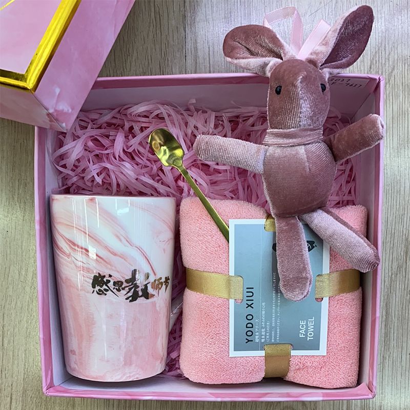 Teachers' Day cup with hand gift pink marble ceramic coffee cup tea cup Gift Teachers' Day customized logo