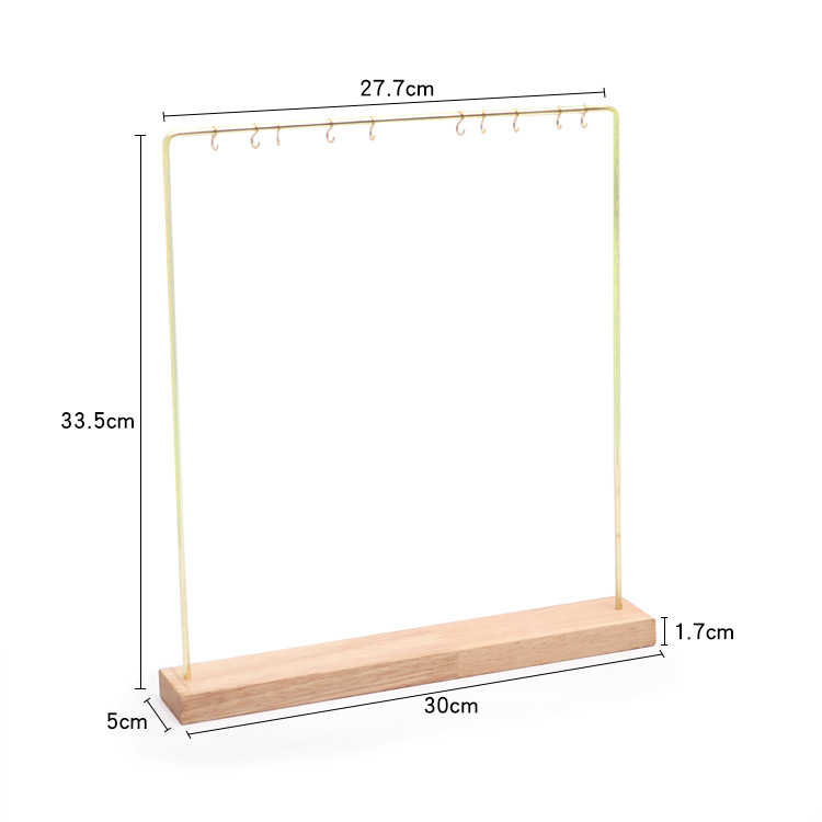 40铁艺项链架金属镀金项链架子原木底座项链展示架挂钩北欧风首饰架