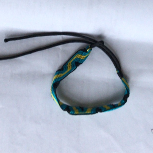 Hand-woven wide braided bracelet Blue, yellow and black three-color bracelet for men and women can be adjusted in size