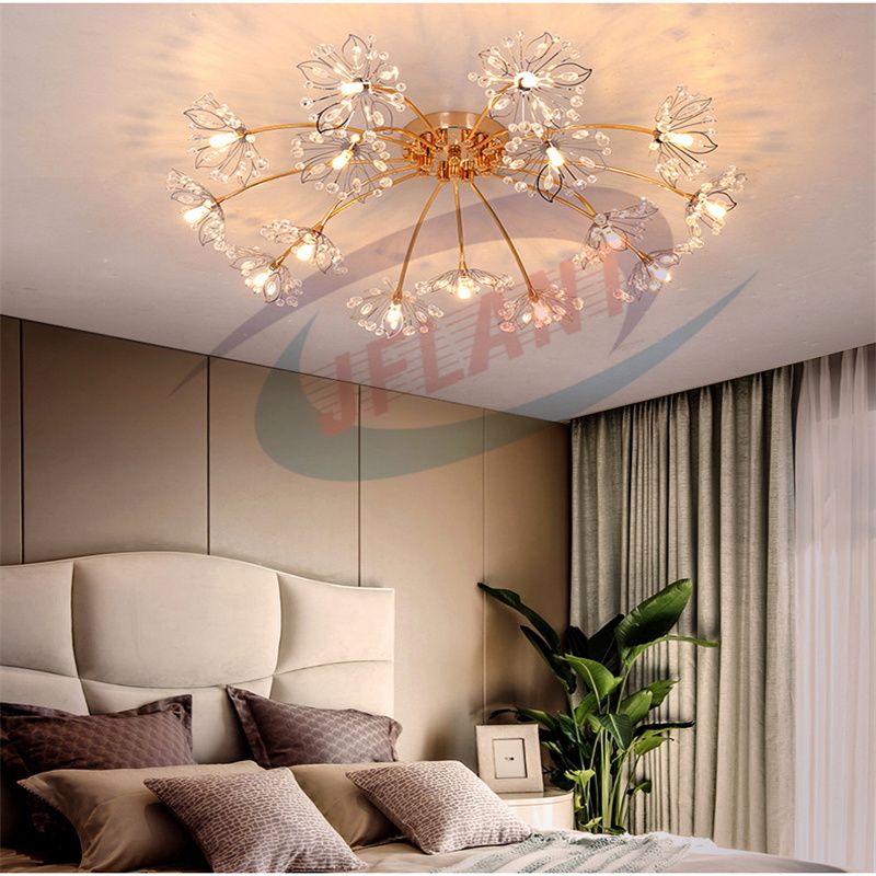 European Style Copper Crystal Chandelier Living Room Luxury French Dining Room Bedroom details Picture