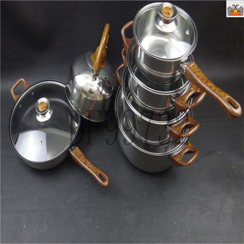 DF99732 Pot and Kettle set Stainless steel six-piece pot set Kitchen Cooking gas induction cooker Suitable for gift pot set DF Trading House details Picture