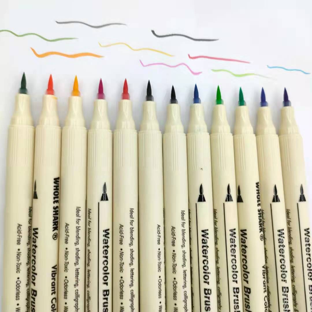 12-color soft-tipped colored water-based pen student graffiti outlining art drawing set