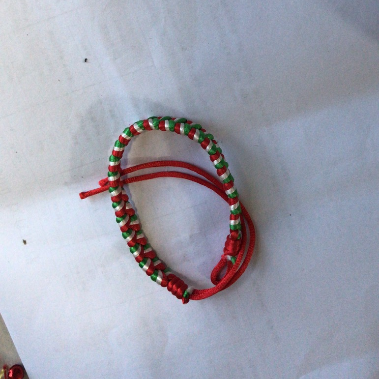 Dragon Boat Festival children's red rope colorful rope hand-woven bracelet adjustable red, white and green