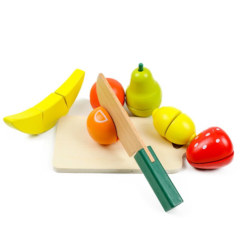 Wooden toys, educational games, hands-on ability cultivation, strong fun, rich colors, logical thinking ability exercise, parent-child games, bucket of vegetables and fruits, cut and look Application Scenario